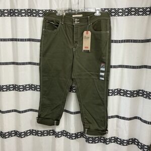 Levi's 724 High Rise Straight Crop Olive Green Women's Jeans Size 18 W34 NWT